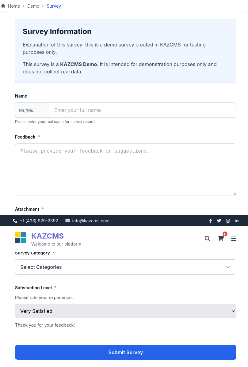 KAZCMS Form Demo